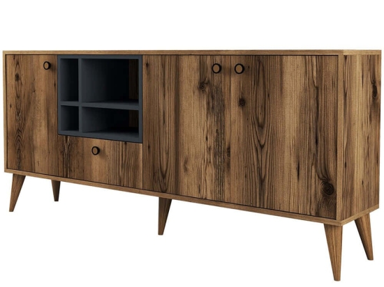 Μπουφές Napoli 845HCT5336 180x35x81cm Walnut Πλαστικό,Μοριοσανίδα