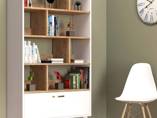 Βιβλιοθήκη 616TNM1304 90x35,5x158,6cm White-Pine