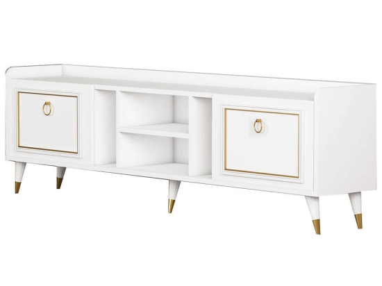 Έπιπλο Τηλεόρασης Rudy 505CRL1721 180x35x55cm White-Gold