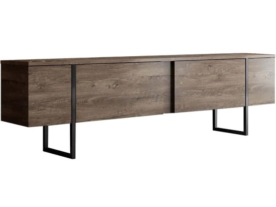 Έπιπλο Τηλεόρασης Luxe 618BLY1106 180x30x50cm Walnut-Black