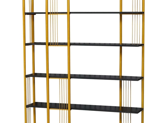 Βιβλιοθήκη Sierra 379VLV1309 125x28x180cm Black-Gold