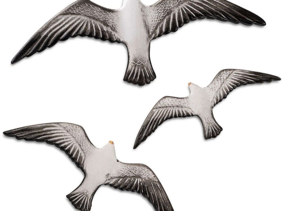Διακοσμητικό Τοίχου Flying Seagulls (Σετ 3Τμχ) 565TNL1179 30x2x11/24x2x9/19x2x7cm Multi-White Aberto Design Πολυέστερ