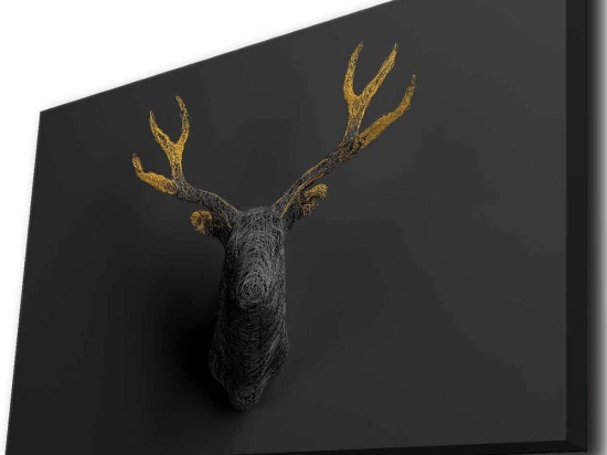 Πίνακας Καμβάς Με Φως Led 139LDG1125 70x45cm Black-Gold Wallity Οριζόντιοι Ξύλο, Καμβάς