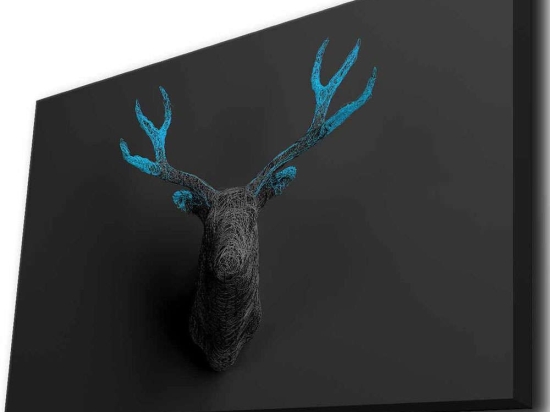Πίνακας Καμβάς Με Φως Led 139LDG1126 70x45cm Black-Blue Wallity Οριζόντιοι Ξύλο, Καμβάς