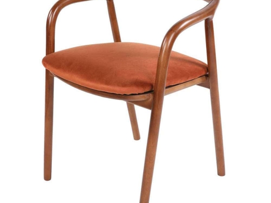 Πολυθρόνα 974NMB1708 52x51x77cm Walnut-Terracotta Μοριοσανίδα, Μελαμίνη