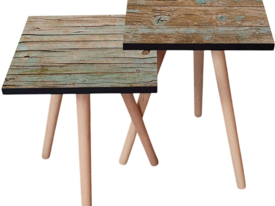 Τραπεζάκια Βοηθητικά (Σετ 2Τμχ) 481LNA2211 35x35x47/42cm Green-Brown