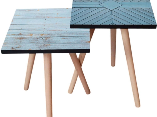 Τραπεζάκια Βοηθητικά (Σετ 2Τμχ) 481LNA2235 35x35x47/42cm Blue-Brown