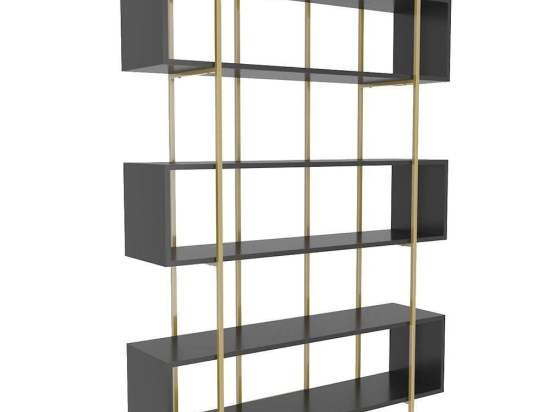 Βιβλιοθήκη Bruti 875ZNA4509 120x29,6x180cm Anthracite-Gold