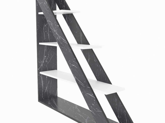 Βιβλιοθήκη Pisagor 875ZNA4559 120x25x131,8cm Marble Effect Black-White