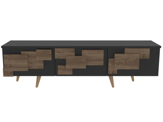 Έπιπλο Τηλεόρασης 3D 875ZNA4581 160x35x45cm Anthracite-Walnut