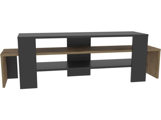 Έπιπλο Τηλεόρασης Lenora 875ZNA4602 150x35x45cm Black-Oak