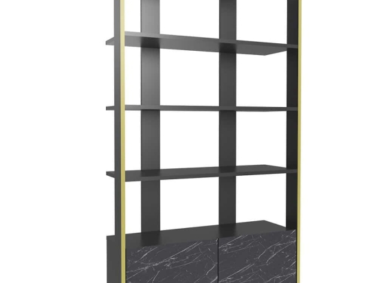 Βιβλιοθήκη Elena 875ZNA4616 93,6x31,5x160cm Marble Effect Black