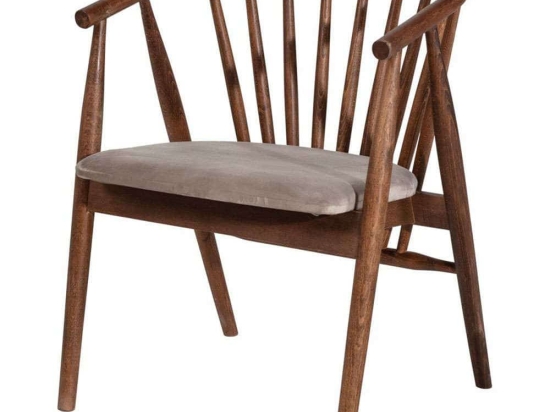 Πολυθρόνα Albero 117FRF1148 55x77x47cm Walnut-Beige Ξύλο