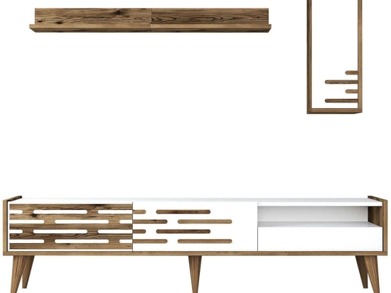 Σύνθεση Τηλεόρασης Valensiya 845HCT5343 180x35x45cm Walnut-White