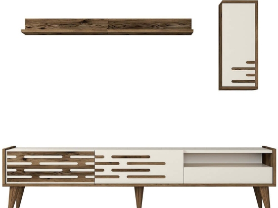 Σύνθεση Τηλεόρασης Valensiya 845HCT5346 180x35x45cm Walnut-Cream