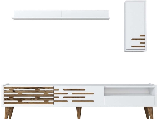 Σύνθεση Τηλεόρασης Valensiya 845HCT5348 180x35x45cm White-Walnut