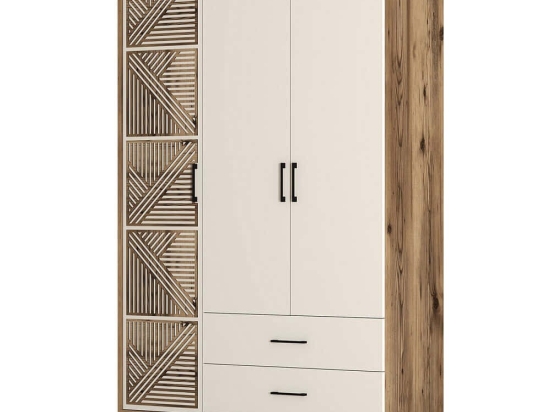 Ντουλάπα Τρίφυλλη Kumsal 845HCT5451 120x47,5x201,4cm Walnut-Cream Τρίφυλλη