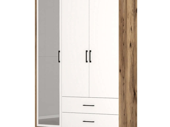 Ντουλάπα Τρίφυλλη Kumsal 845HCT5455 120x47,5x201,4cm Walnut-White Τρίφυλλη