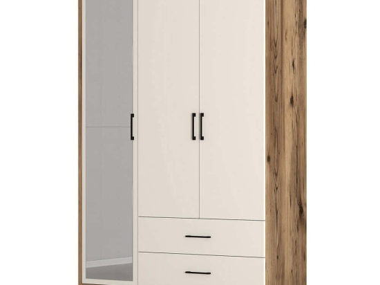 Ντουλάπα Τρίφυλλη Kumsal 845HCT5456 120x47,5x201,4cm Walnut-Cream Τρίφυλλη