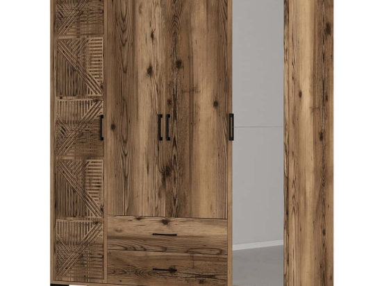 Ντουλάπα Τετράφυλλη Kumsal 845HCT5467 160x47,5x201,4cm Walnut Τετράφυλλη