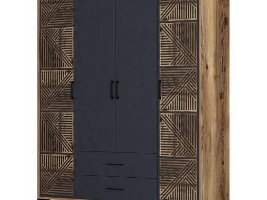 Ντουλάπα Τετράφυλλη Kumsal 845HCT5469 160x47,5x201,4cm Walnut-Anthracite Τετράφυλλη