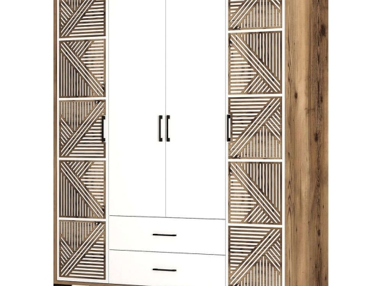 Ντουλάπα Τετράφυλλη Kumsal 845HCT5470 160x47,5x201,4cm Walnut-White Τετράφυλλη