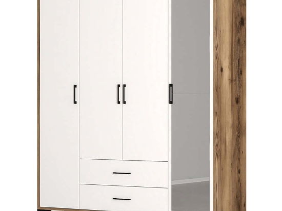 Ντουλάπα Τετράφυλλη Kumsal 845HCT5495 160x47,5x201,4cm Walnut-White Τετράφυλλη