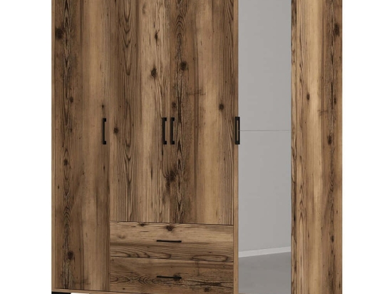 Ντουλάπα Τετράφυλλη Kumsal 845HCT5497 160x47,5x201,4cm Walnut Τετράφυλλη