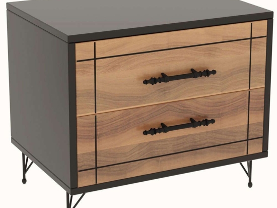 Κομοδίνο Night 854KLN3083 50x40x55cm Walnut-Black