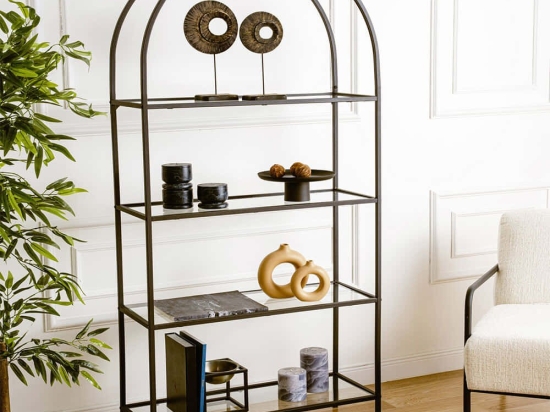 Ραφιέρα Δαπέδου Mona 706CLN1167 80x30x175cm Black-Clear