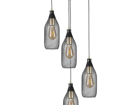Φωτιστικό Οροφής Rio 941RTN1244 Φ30x70cm 4xE27 40W Black Opviq
