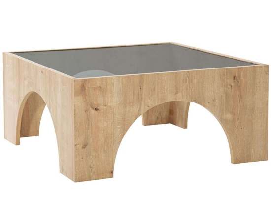 Τραπέζι Σαλονιού Seine 552NOS2419 80x80x35cm Dark Grey-Oak