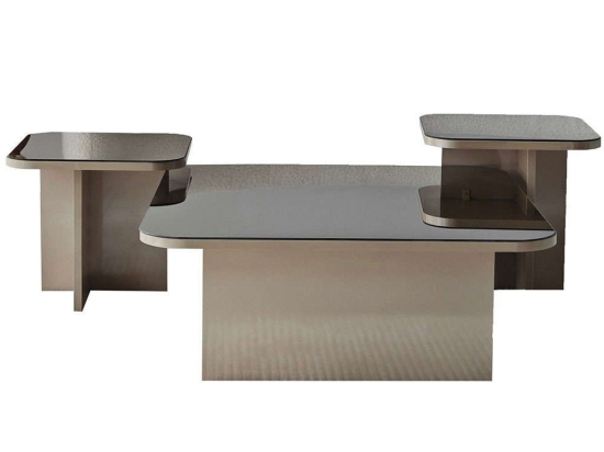 Τραπέζια Σαλονιού Jazz (Σετ 3Τμχ) 552NOS1478 80x80x30/40x40x35/40x40x40cm Bronze