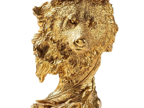Διακοσμητικός Λύκος 891TNL3645 19x18x30cm Gold Aberto Design Πολυέστερ