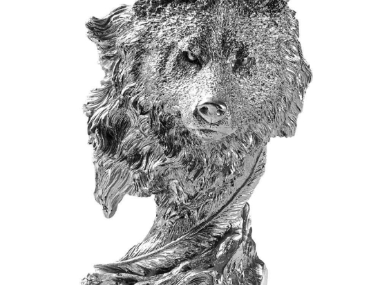 Διακοσμητικός Λύκος 891TNL3647 19x18x30cm Silver Aberto Design Πολυέστερ