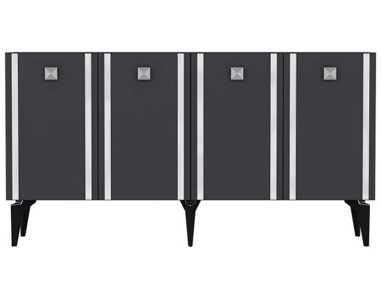 Μπουφές Doruk 475OLV2670 150x40x79cm Anthracite-Silver Μοριοσανίδα, Μελαμίνη