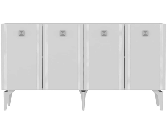 Μπουφές Doruk 475OLV2672 150x40x79cm White-Silver Μοριοσανίδα, Μελαμίνη