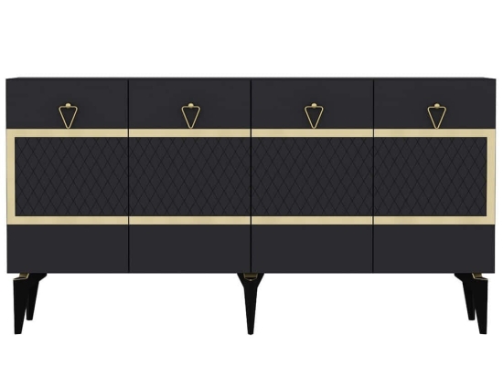 Μπουφές Ipek 475OLV2676 150x40x79cm Anthracite-Gold Μοριοσανίδα, Μελαμίνη