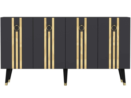 Μπουφές Isil 475OLV2680 150x40x80cm Anthracite-Gold Μοριοσανίδα, Μελαμίνη