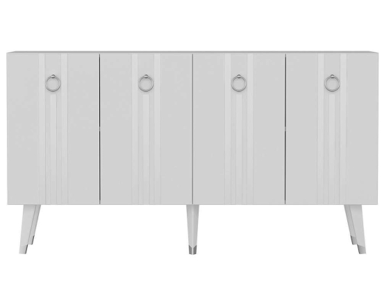 Μπουφές Isil 475OLV2683 150x40x80cm White-Silver Μοριοσανίδα, Μελαμίνη