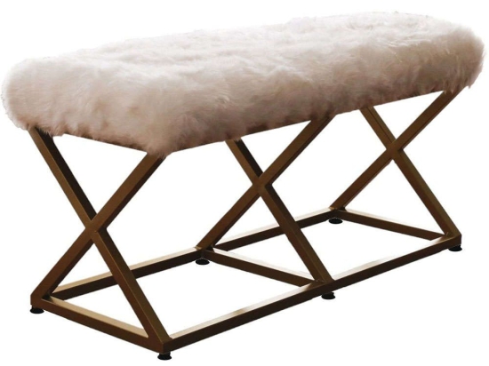 Σκαμπό Capraz Pelush 383EVN1123 100x40x50cm Gold-White
