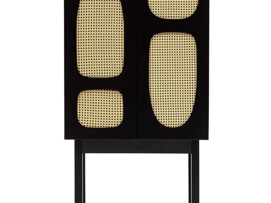 Μπουφές Simona 141HWR1116 75x40x135cm Black Μοριοσανίδα,Ξύλο