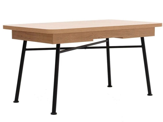Τραπέζι Επεκτεινόμενο Nala 141HWR1154 160/198x90x77cm Natural-Black Μελαμίνη,Μέταλλο