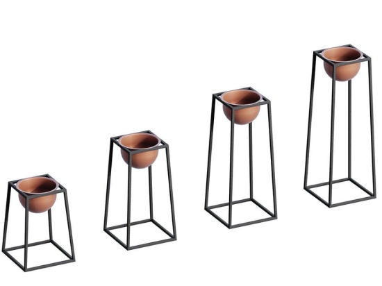 Κασπώ (Σετ 4Τμχ) 247HFM1166 22x22x30/22x22x40/22x22x50/22x22x60cm Black-Copper Aberto Design Μέταλλο