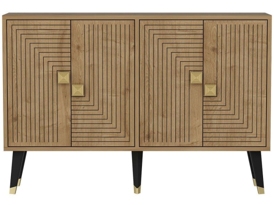 Μπουφές Ahart 327ODS1224 120x30x80cm Natural-Gold Μοριοσανίδα, Μελαμίνη