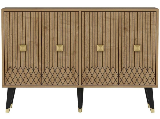 Μπουφές Carbin 327ODS1234 120x30x80cm Natural-Gold Μοριοσανίδα, Μελαμίνη