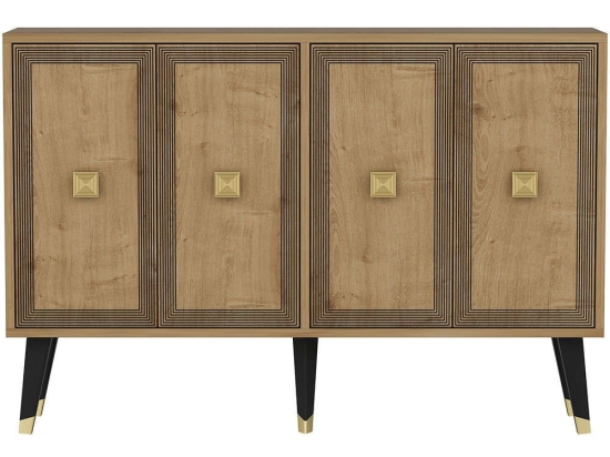 Μπουφές Ansel 327ODS1236 120x30x80cm Natural-Gold Μοριοσανίδα, Μελαμίνη