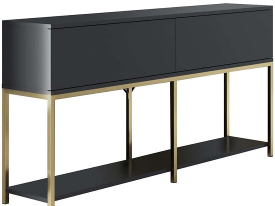 Κονσόλα Lord 618BLY1188 150x30x80cm Anthracite-Gold Μοριοσανίδα, Μέταλλο