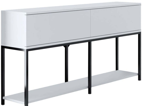 Κονσόλα Lord 618BLY1209 150x30x80cm Black-White Μοριοσανίδα, Μέταλλο