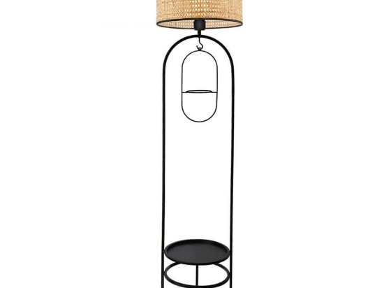 Φωτιστικό Δαπέδου Με Ραφάκι 780SGN4631 Φ28x145cm 1xE27 40W Natural-Black Opviq